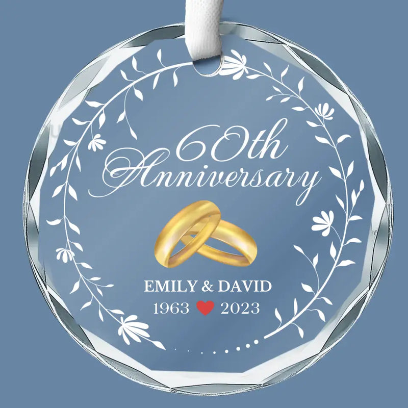 Happy Anniversary To The Love Of My Life - Couple Personalized Custom Circle Glass Ornament - Gift For Husband, Wife, Couple