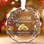 Happy Anniversary To The Love Of My Life - Couple Personalized Custom Circle Glass Ornament - Gift For Husband, Wife, Couple