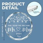 The Year We Became One - Couple Personalized Custom Circle Glass Ornament - Gift For Couple, Husband, Wife