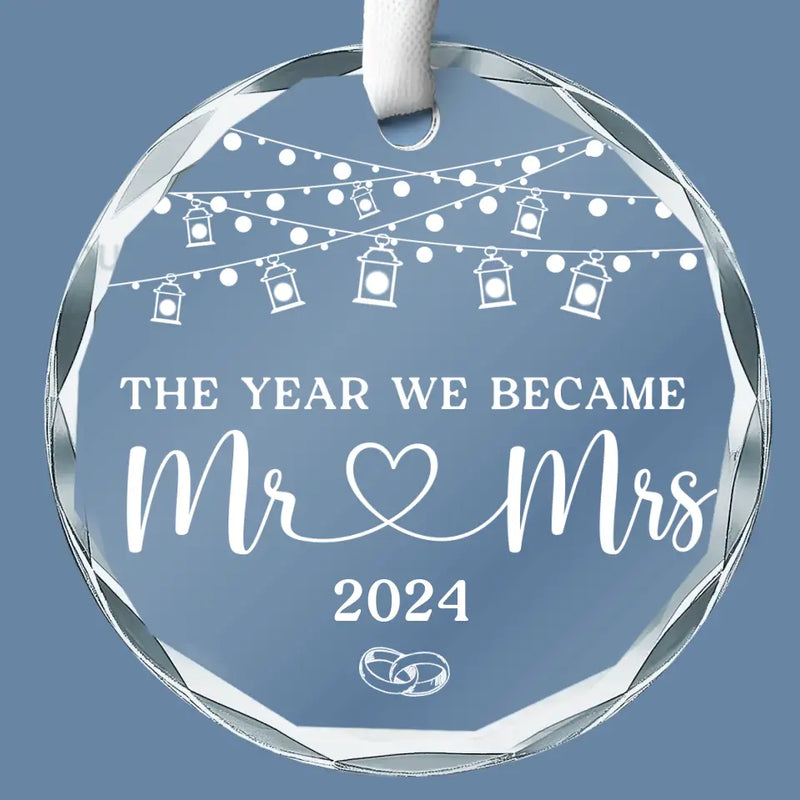 The Year We Became One - Couple Personalized Custom Circle Glass Ornament - Gift For Couple, Husband, Wife