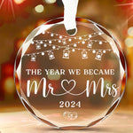 The Year We Became One - Couple Personalized Custom Circle Glass Ornament - Gift For Couple, Husband, Wife