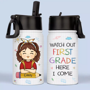 Attention CP, j'arrive ! - Gourde personnalisée pour enfant - Cadeau de rentrée scolaire pour enfant et petit-enfant