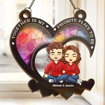 Falling In Love All Over Again - Couple Personalized Window Hanging Suncatcher - Gift For Husband, Wife, Couple