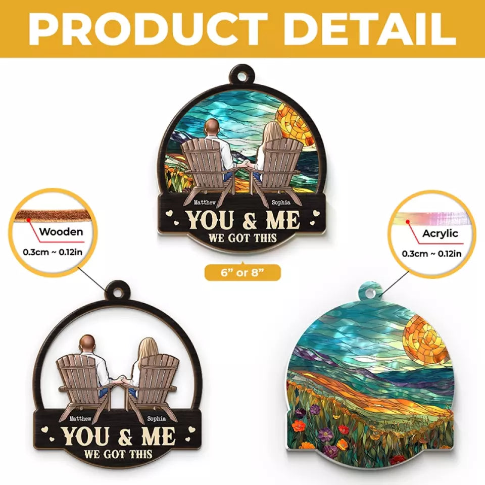 To The Moon And Back - Couple Personalized Window Hanging Suncatcher - Gift For Husband Wife, Anniversary