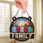 Family Hugs Brighten Life - Family Personalized Window Hanging Suncatcher - Gift For Family Members