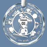 My Heart Beats For Baseball - Family Personalized Custom Circle Glass Ornament - Christmas Gift For Family Members, Sport Lovers, Sport Players