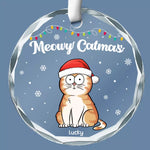 Happy Pawlidays - Dog & Cat Personalized Custom Circle Glass Ornament - Christmas Gift For Pet Owners, Pet Lovers