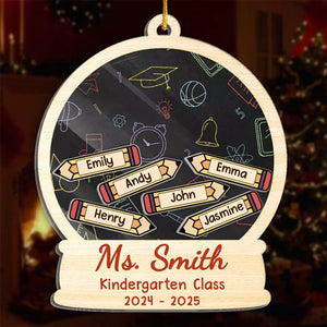 Bravo à l'enseignant qui donne l'impression de déballer un cadeau chaque jour - Ornement shaker personnalisé à 3 couches pour enseignant - Cadeau de Noël pour enseignant