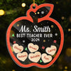 Meilleur enseignant de tous les temps - Ornement shaker personnalisé à 3 couches pour enseignant - Cadeau de Noël pour enseignant