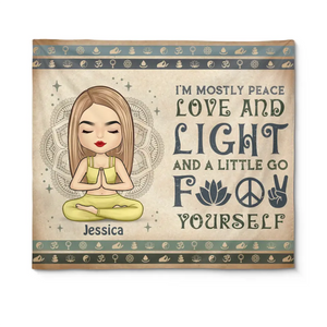 Je suis principalement paix, amour et lumière - Tapisserie de yoga personnalisée - Cadeau pour les amateurs de yoga