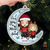 Love You To The Moon And Back - Family Personalized Custom Leather Ornament - Christmas Gift For Grandma