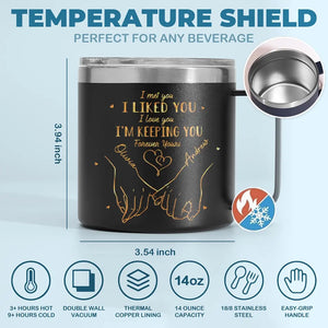 You're Always My Favorite Person - Couple Personalized Custom 14oz Stainless Steel Tumbler With Handle - Gift For Husband Wife, Anniversary