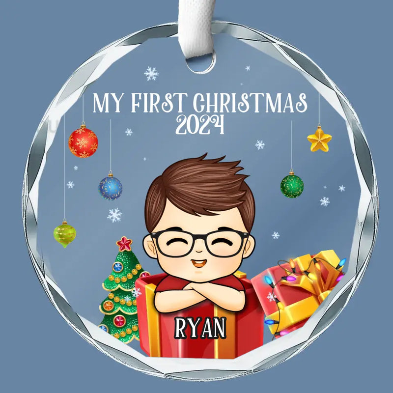 May Your Days Be Merry and Bright - Family Personalized Custom Circle Glass Ornament - Christmas Gift For Baby Kids, Newborn Baby