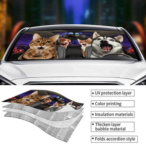 Les animaux de compagnie font partie de la famille et embellissent la vie ! Pare-soleil personnalisé pour pare-brise de voiture, protection de vitre de voiture, cadeau d'Halloween pour propriétaires et amoureux des animaux.