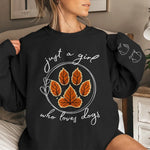 Her Heart Is With Her Furry Friends - Dog & Cat Personalized Custom Unisex Sweatshirt With Design On Sleeve - Gift For Pet Owners, Pet Lovers