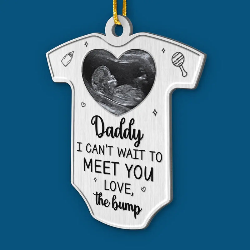 Custom Photo I Can't Wait To Love You -  Family Personalized Custom Ornament - Metal Custom Shaped - Christmas Gift For Baby Kids, Newborn Baby