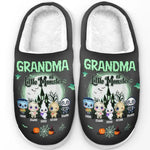 Grandma Of Little Monsters - Family Personalized Custom Fluffy Slippers - Halloween Gift For Mom, Grandma