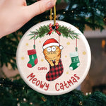 Whiskers In Winter Wonderland - Cat Personalized Custom Ornament - Ceramic Round Shaped - Christmas Gift For Pet Owners, Pet Lovers
