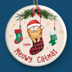 Whiskers In Winter Wonderland - Cat Personalized Custom Ornament - Ceramic Round Shaped - Christmas Gift For Pet Owners, Pet Lovers