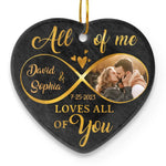 Custom Photo God Has Given Us The Gift Of Love To Understand What True Love Is - Couple Personalized Custom Ornament - Ceramic Heart Shaped - Christmas Gift For Husband, Wife, Couple