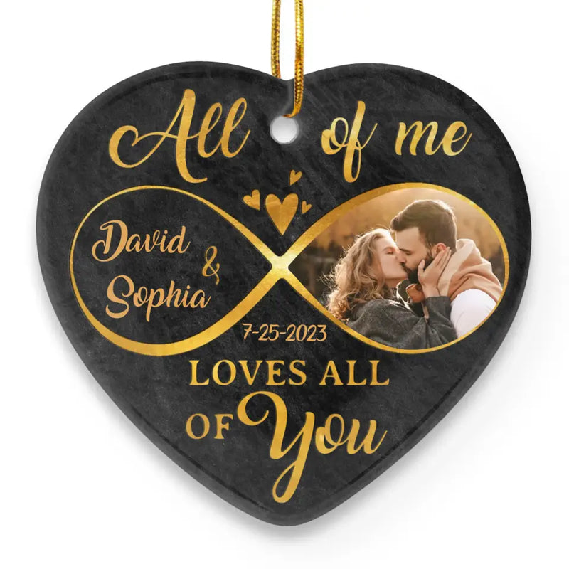 Custom Photo God Has Given Us The Gift Of Love To Understand What True Love Is - Couple Personalized Custom Ornament - Ceramic Heart Shaped - Christmas Gift For Husband, Wife, Couple