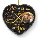 Custom Photo God Has Given Us The Gift Of Love To Understand What True Love Is - Couple Personalized Custom Ornament - Ceramic Heart Shaped - Christmas Gift For Husband, Wife, Couple