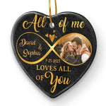 Custom Photo God Has Given Us The Gift Of Love To Understand What True Love Is - Couple Personalized Custom Ornament - Ceramic Heart Shaped - Christmas Gift For Husband, Wife, Couple