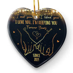 Love Was Made For Me And You - Couple Personalized Custom Ornament - Ceramic Heart Shaped - Christmas Gift For Husband Wife, Anniversary