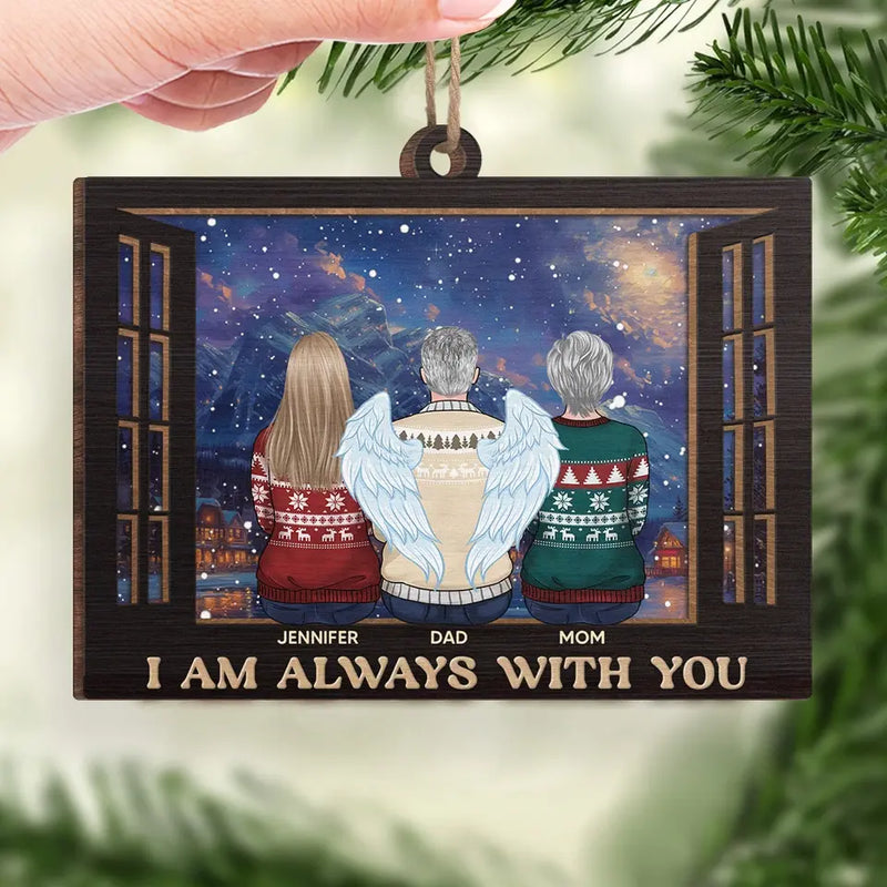 Love Never Leaves Us Even When Others Have Gone - Memorial Personalized Custom Ornament - Wood Custom Shaped - Sympathy Gift, Christmas Gift For Family Members