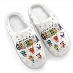 A Spooky Mom Knows How To Brew Up Fun - Family Personalized Custom Fluffy Slippers - Halloween Gift For Mom, Grandma