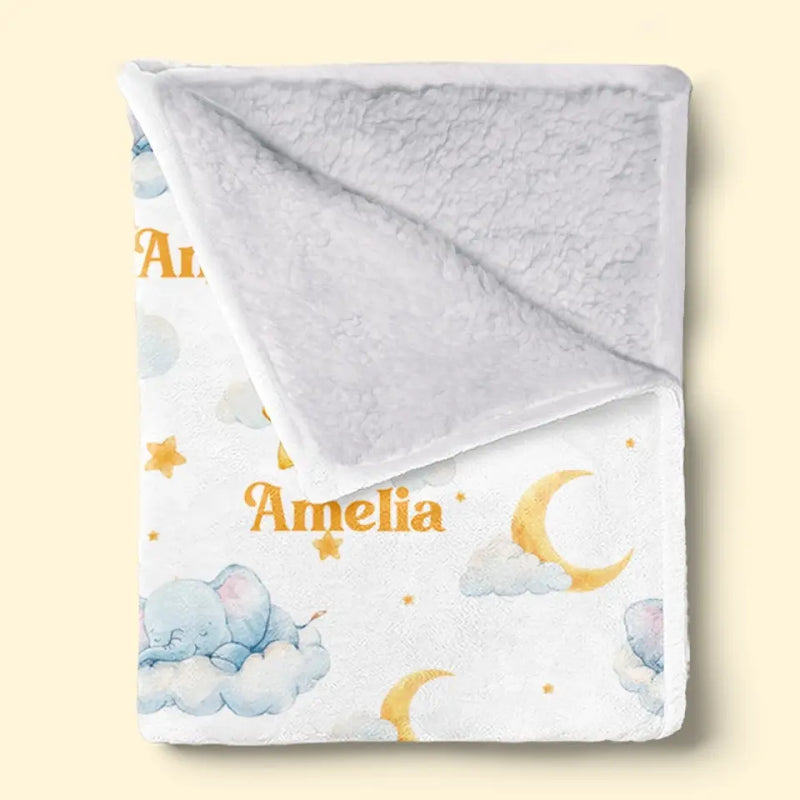 Such A Big Miracle, In Such A Little Elephant - Family Personalized Custom Baby Blanket - Gift For Baby Kids, Newborn Baby