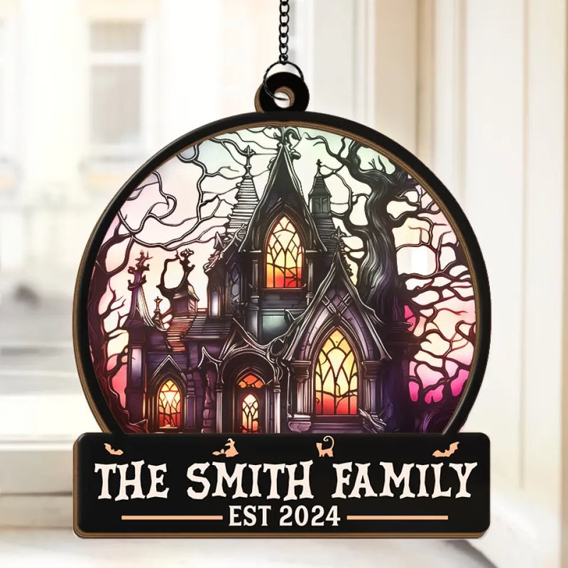 Life's No Fun Without A Good Scare - Family Personalized Window Hanging Suncatcher - Halloween Gift For Family Members