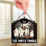 Creepy And Full Of Love, Our Family Halloween Rocks - Family Personalized Window Hanging Suncatcher - Halloween Gift For Family Members