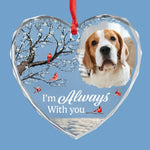 Custom Photo We're Always With You - Memorial Personalized Custom Heart Glass Ornament - Sympathy Gift, Christmas Gift For Dog Lovers, Pet Owners