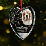 Custom Photo We're Always With You - Memorial Personalized Custom Heart Glass Ornament - Sympathy Gift, Christmas Gift For Dog Lovers, Pet Owners