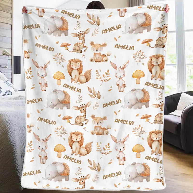 Small But Mighty, Like A Baby Elephant - Family Personalized Custom Baby Blanket - Gift For Baby Kids, Newborn Baby