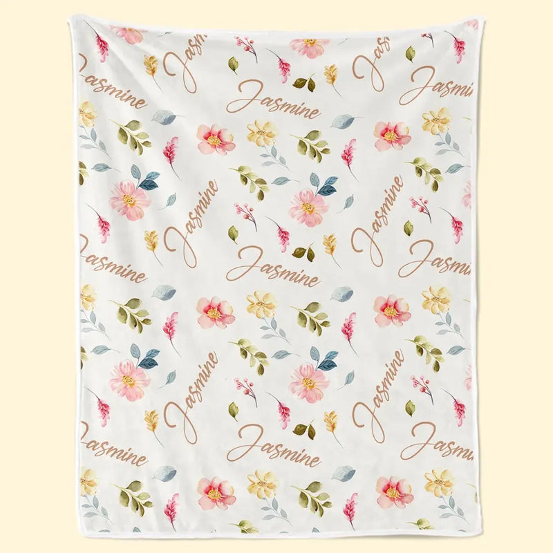Baby Likes Flowers That Are Forever in Bloom - Family Personalized Custom Baby Blanket - Gift For Baby Kids, Newborn Baby