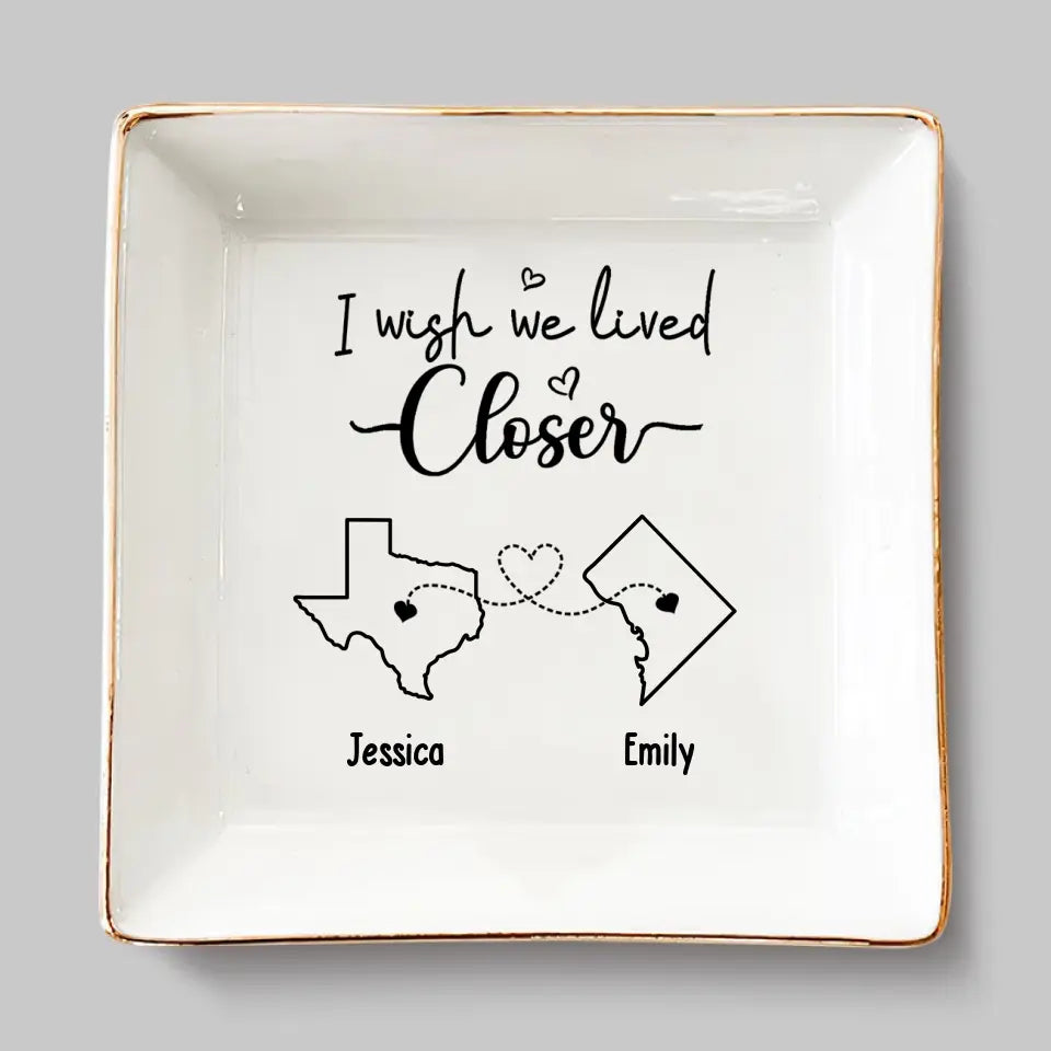 True Friends Never Apart Maybe In Distance But Never In Heart - Bestie Personalized Custom Jewelry Dish - Gift For Best Friends, BFF, Sisters