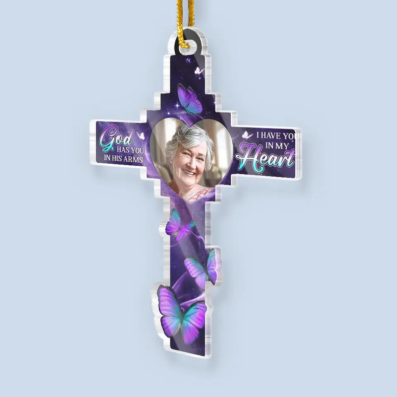 Custom Photo Gone From Our Sight, But Never From Our Hearts - Memorial Personalized Custom Ornament - Acrylic Custom Shaped - Sympathy Gift For Family Members