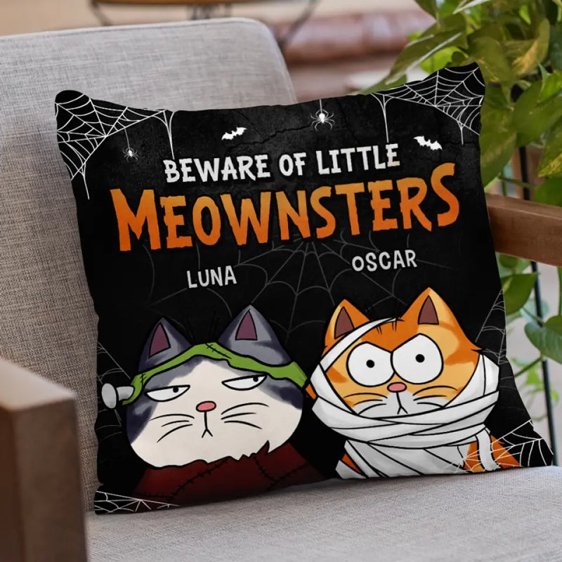 These Moewnsters Don't Fight, They Judge - Cat Personalized Custom Pillow - Halloween Gift For Pet Owners, Pet Lovers
