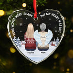 Once By My Side, Forever In My Heart - Memorial Personalized Custom Heart Glass Ornament - Sympathy Gift, Christmas Gift For Mom, Daughter