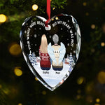 Once By My Side, Forever In My Heart - Memorial Personalized Custom Heart Glass Ornament - Sympathy Gift, Christmas Gift For Mom, Daughter