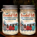 Family Is A Little World Created By Love - Family Personalized Custom Mason Jar Light - Gift For Siblings, Brothers, Sisters