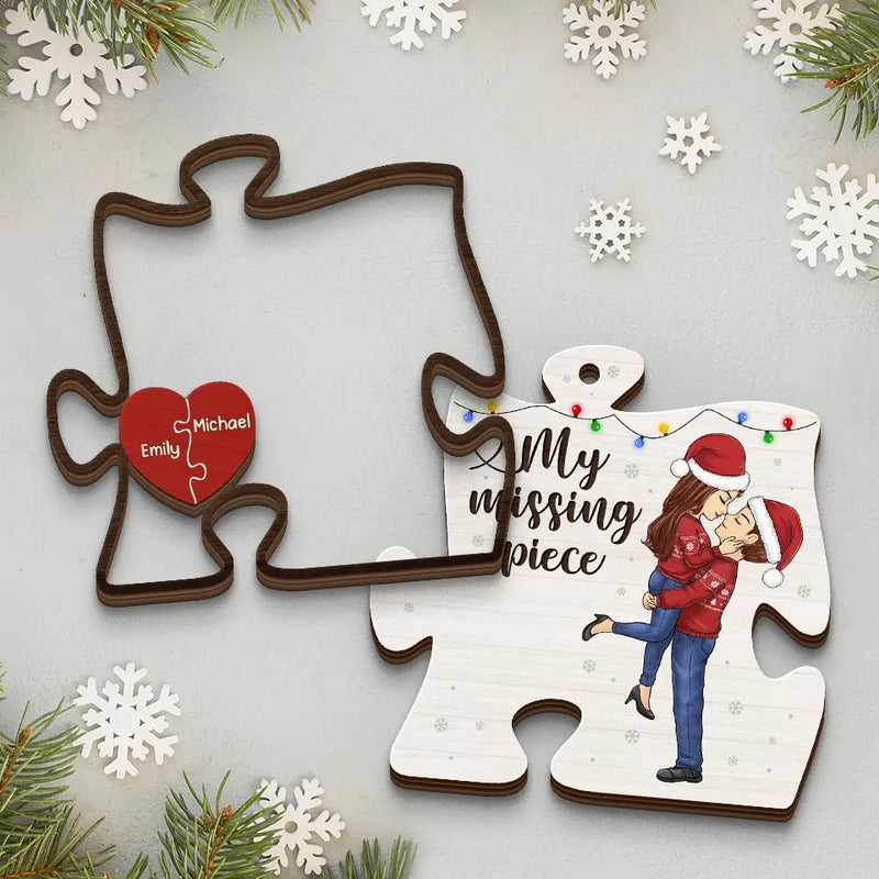 Loving You Is Easy - Couple Personalized Custom Shaped 2 Layered Wood Christmas Ornament - Christmas Gift For Husband Wife, Anniversary