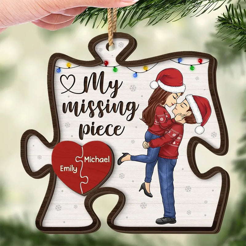 Loving You Is Easy - Couple Personalized Custom Shaped 2 Layered Wood Christmas Ornament - Christmas Gift For Husband Wife, Anniversary