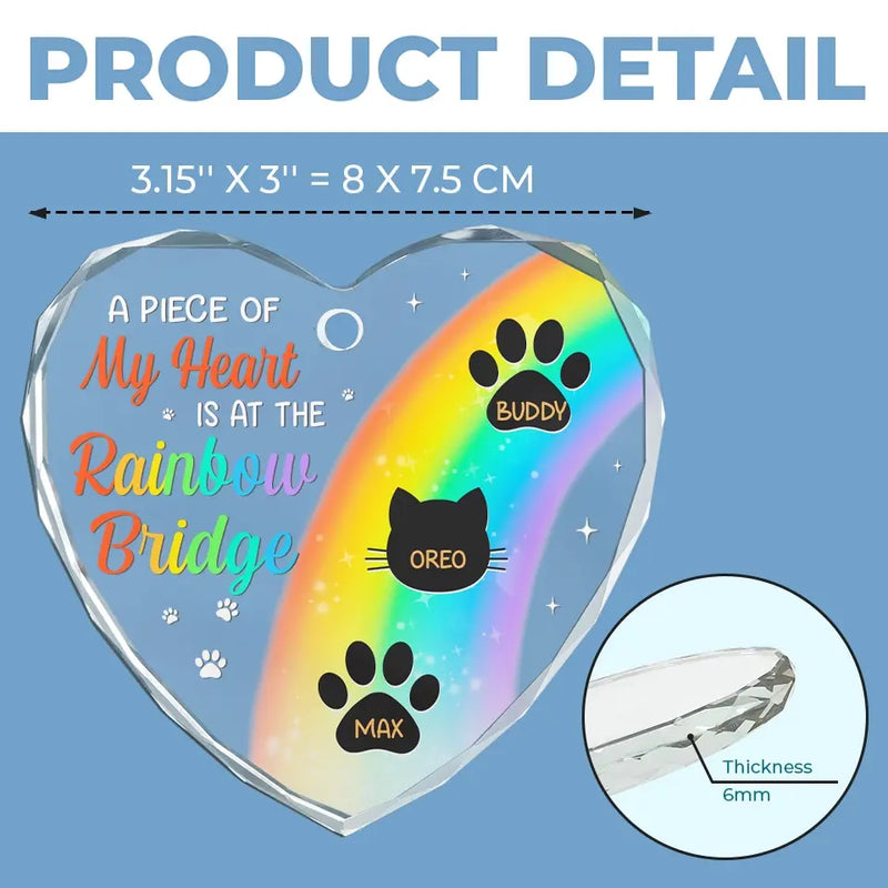 I Crossed The Rainbow Bridge - Memorial Personalized Custom Heart Glass Ornament - Sympathy Gift, Christmas Gift For Pet Owners, Pet Lovers