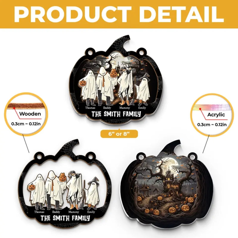 One Spooky Family - Family Personalized Window Hanging Suncatcher - Halloween Gift For Family Members