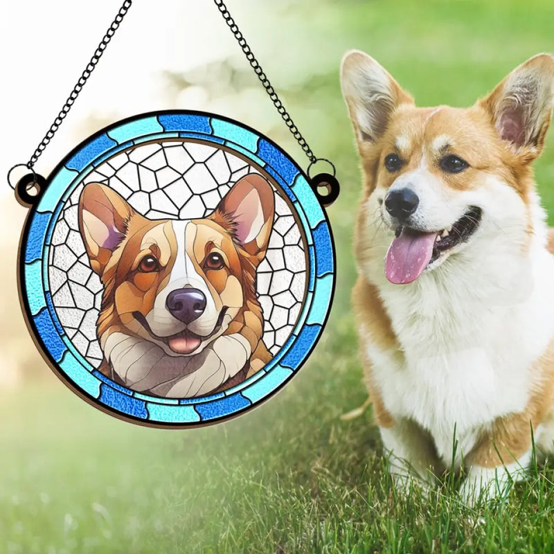 Custom Photo A Piece Of My Heart Lives In Heaven - Memorial Personalized Window Hanging Suncatcher - Sympathy Gift For Pet Owners, Pet Lovers
