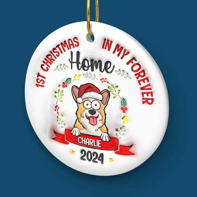 Whiskers In A Winter Wonderland - Dog & Cat Personalized Custom 3D Inflated Effect Printed Ornament - Ceramic Round Shaped - Christmas Gift For Pet Owners, Pet Lovers, First Christmas