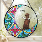A Dog’s Love Is Forever - Memorial Personalized Custom Stained Glass Window Hanging Suncatcher - Sympathy Gift For Pet Owners, Pet Lovers
